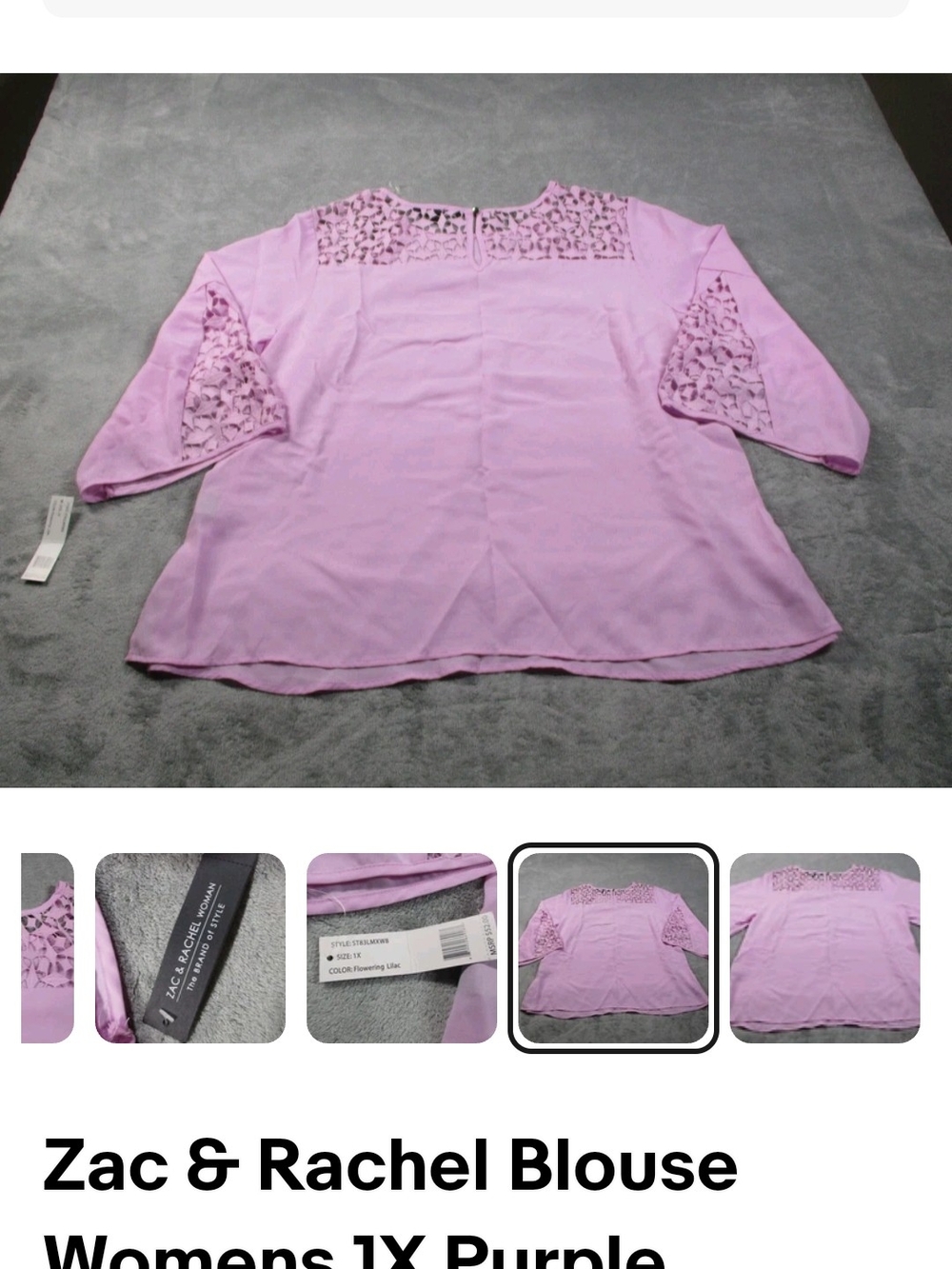 Zac & Rachel Lavender Lace-Trim Blouse